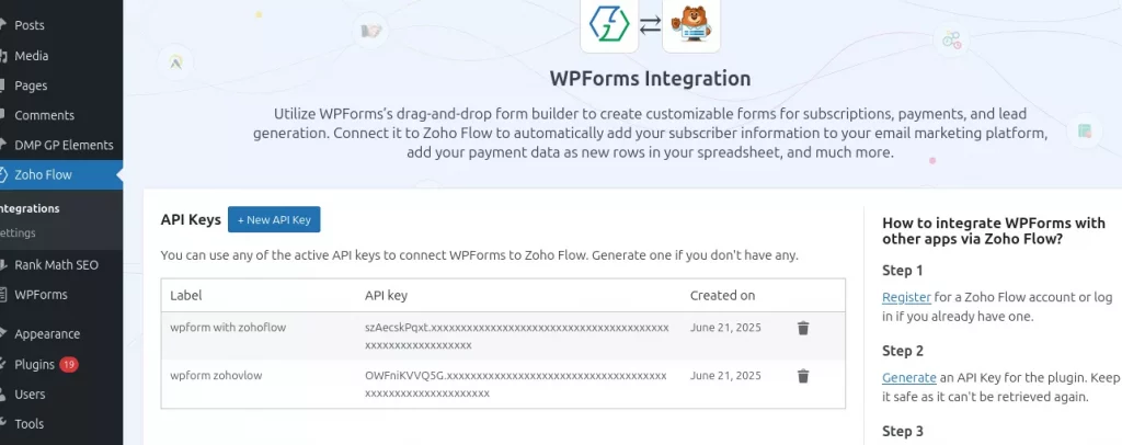 Install the Zoho Flow Plugin - Connect WPForms to Zoho CRM