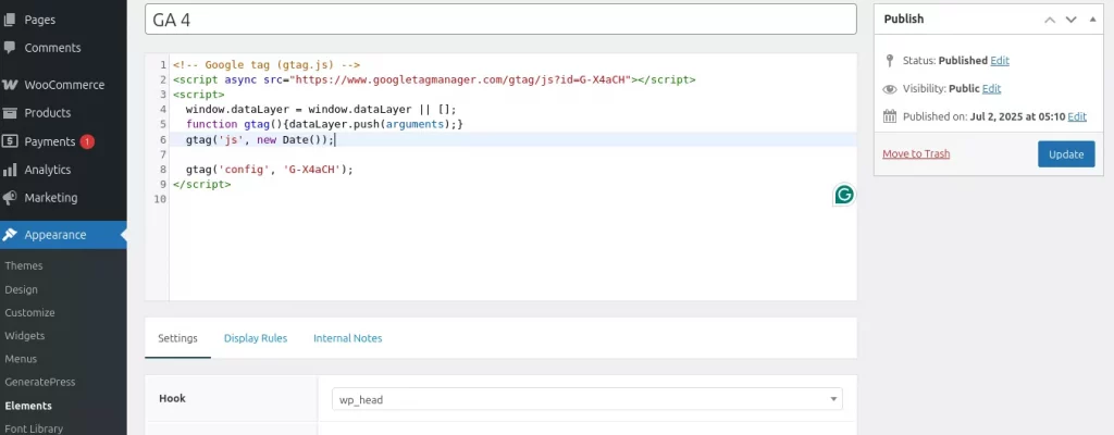Link GA4 to Search Console - GP Elements